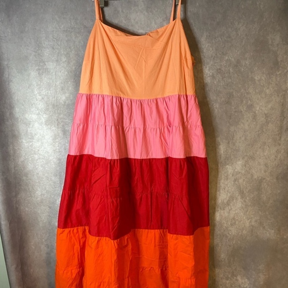 Tuckernuck English Factory Coastal Color Block Spaghetti Strap Maxi Dress Sz 3X
